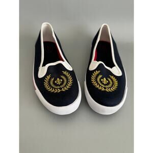 Talbots Canvas Sneakers Slip On Navy Embroidered Size 8.5